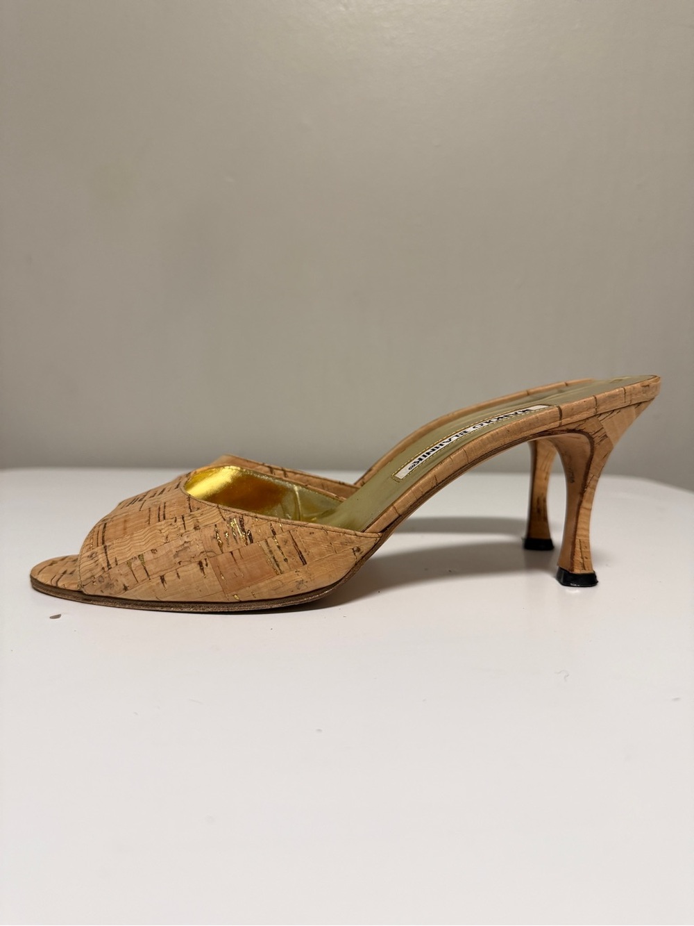 Manolo Blahnik Cork Astuta Sandals Open Toe With Stilleto Women’s EU 38.5 US 8.5
